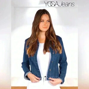 NWOT Second Yoga Jeans, Classic Fitted Denim Jacket, XS, Dark Indigo  blue 🍃